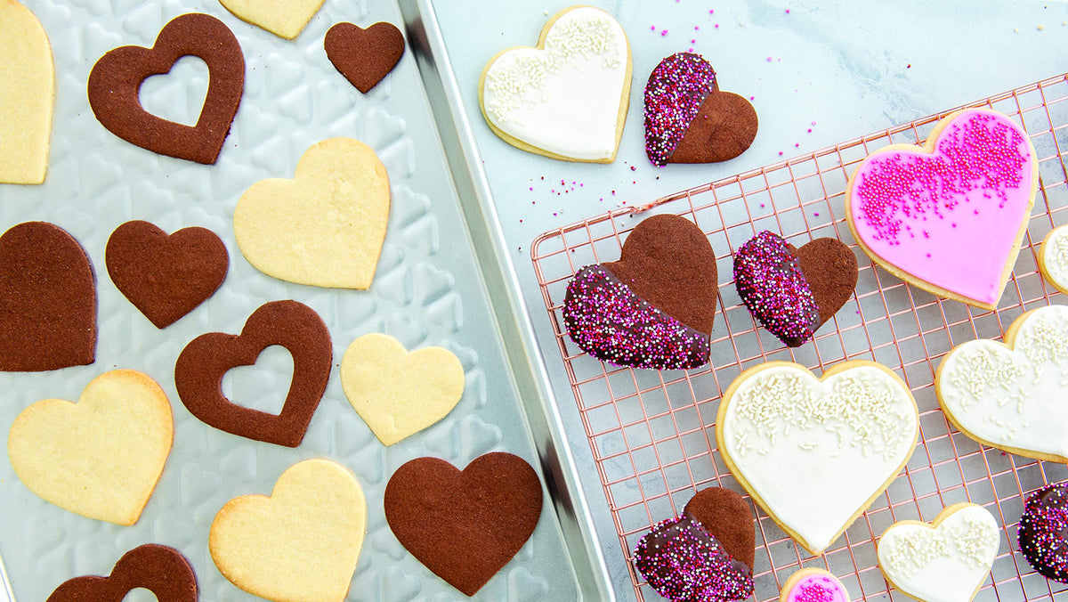 Nordic Ware Embossed Heart / Half Sheet / Silver Baking & Cookie Sheets