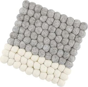 Cilio Fair Trade Certified 100% Wool Trivet Made in Nepal, 8" Square, Gray/White