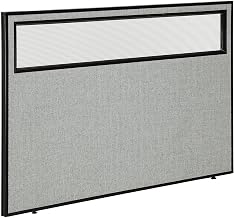 Global Industrial 60-1/4"W x 42" H Office Partition Panel with Partial Window, Gray