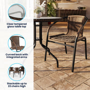 Flash Furniture Clear/Dark Brown / Table + 2 Chair / Contemporary Bistro Sets