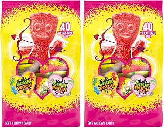 Sour Patch Kids Original and Watermelon Soft & Chewy Valentines Day Candy Variety Pack, Bulk Candy, 40 Snack Packs (Pack of 2)