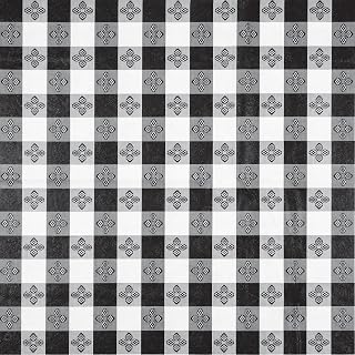 Winco 52" x 52" Black Commercial Table Cloth | Checkerboard design, Soft cotton lining, Stain resistance, Great for Appetizers, Desserts, Buffet Displays and Catering