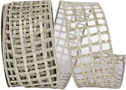 Reliant Ribbon 93924W-075-40F Open Mesh Deluxe Metallic Wired Edge Ribbon, 2-1/2 Inch X 10 Yards, Platinum