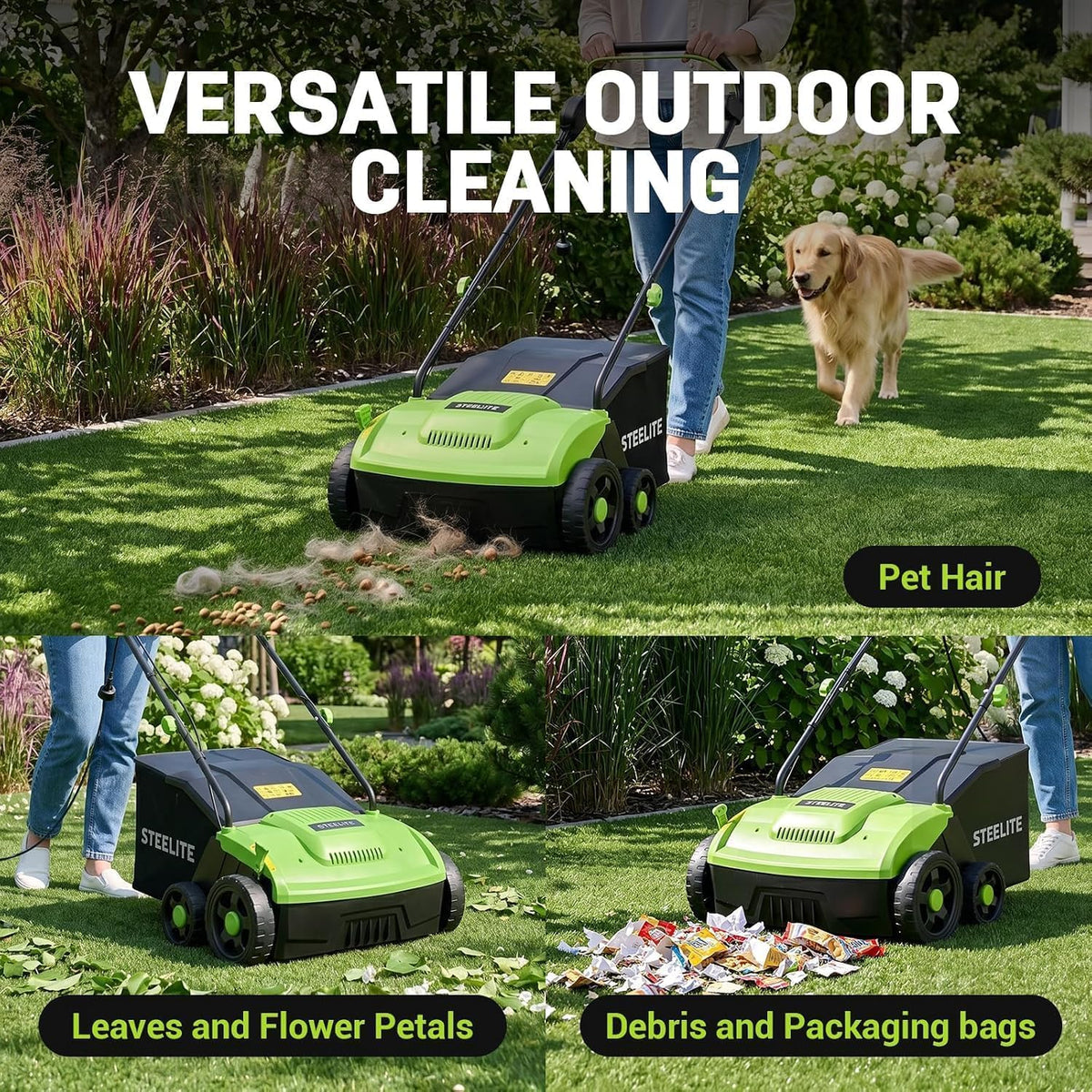 13" Artificial Turf Sweeper by Steelite – Stainless Steel, green and gray, Model AZDG935