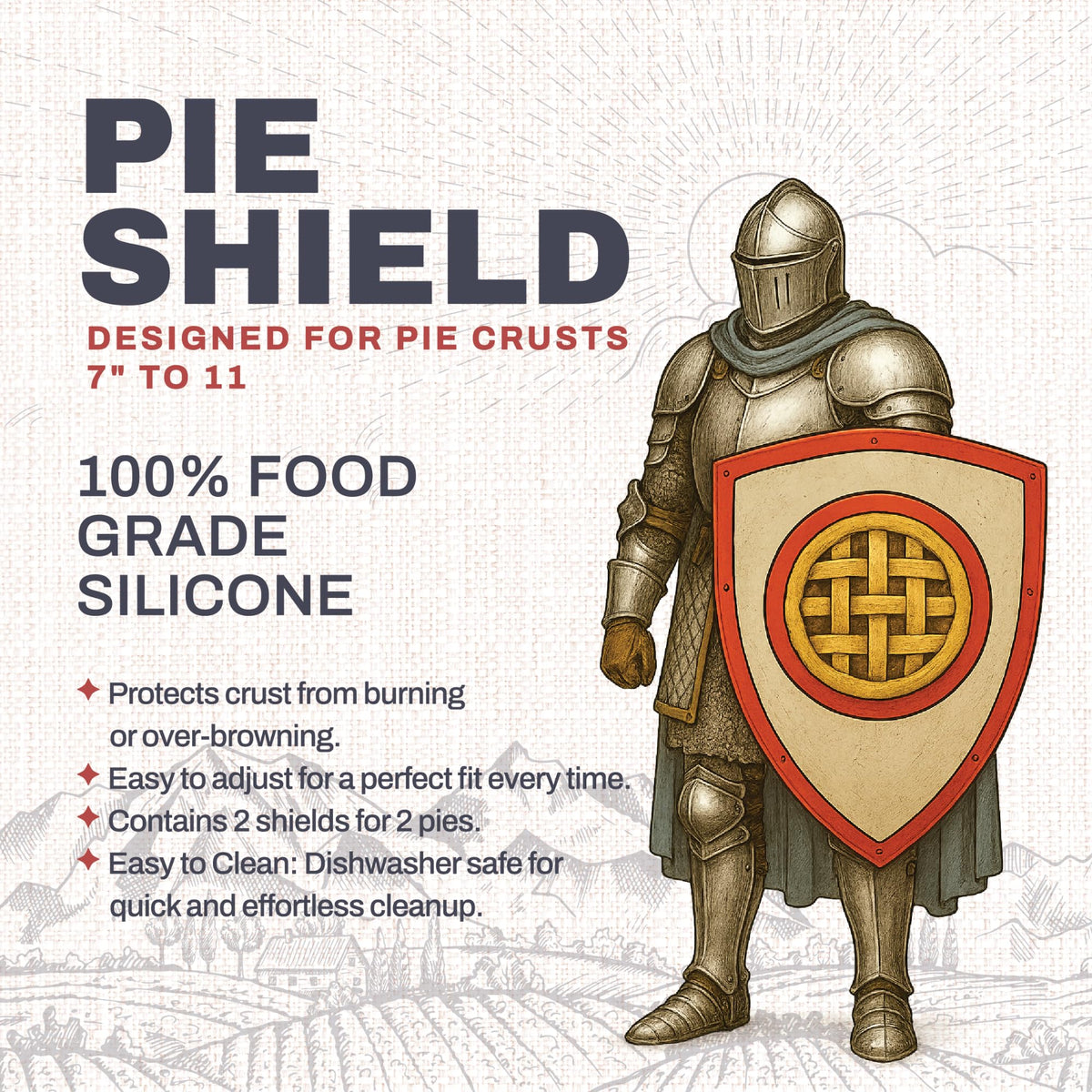 BakeBarn Pie Crust Shield, Adjustable 7-11 Inch, Red 2 Pack