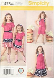 Simplicity 1478 Girls Skirt, Knit Dress, Top and Accessories Designed by Mellon Monkeys Size 3-4-5-6