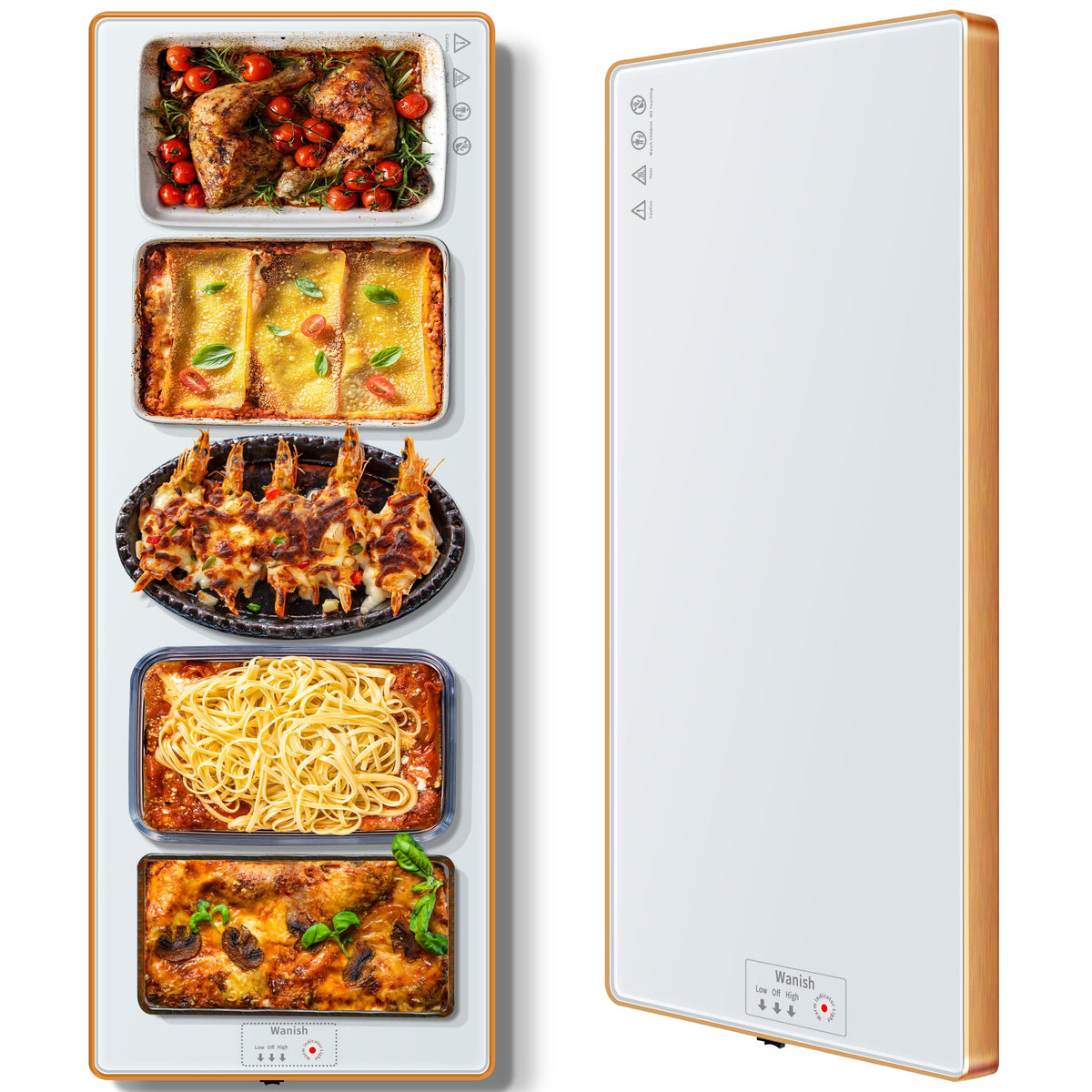 Wanish Electric Warming Tray, Extra Long 40x12 Inch, Tempered Glass with Rose Gold Edges