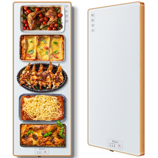 Wanish Electric Warming Tray, Extra Long 40x12 Inch, Tempered Glass with Rose Gold Edges