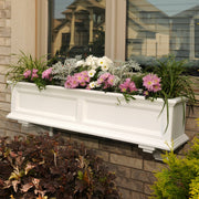 4ft White Durable Self Watering Window Box Planter with Wall Mount Brackets (5823-W) Bundle with Decorative Brackets by Mayne – 4ft, Polyethylene (PE), White, Model Fairfield