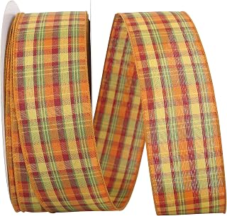 Reliant Ribbon 92317W-001-40K Planters Plaid Value Wired Edge Ribbon, 2-1/2 Inch X 50 Yards, Multi