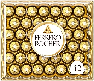 Ferrero Rocher Chocolate Gift Set, Hazelnut and Milk Chocolate Pralines, Box of 42 Pieces