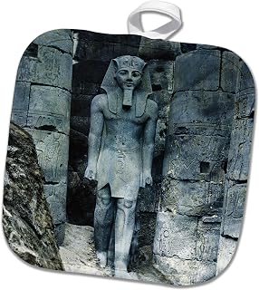 Vintage Great Court of Ramses II Luxor Egypt Magic Lantern Slide 8x8 Potholder