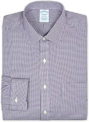 Brooks Brothers Mens Regular Fit Supima Cotton Mini Gingham Plaid Pocket Dress Shirt,