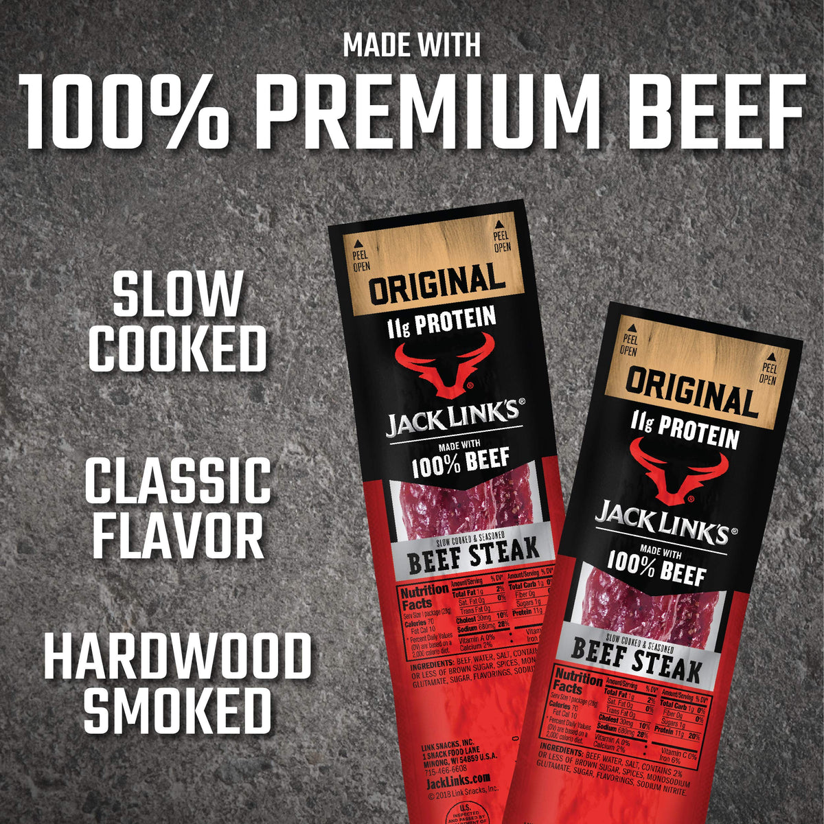 Premium Cuts Beef Steak by Jack Link's – 1 Ounce (Pack of 12), Pack of 12, Model JLB02027