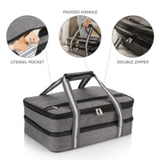 Stack Store Plus More Insulated Casserole Carrier, Double Decker Expandable, Gray