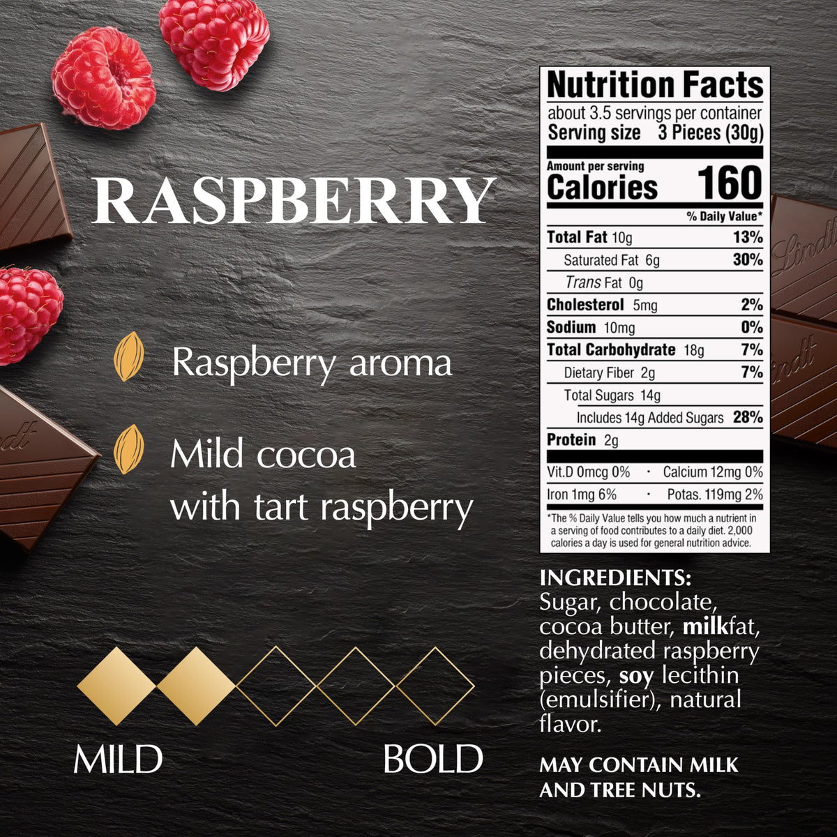 EXCELLENCE Raspberry Dark Chocolate Candy Bar by Lindt – 3.5 Ounce (Pack of 12), Pack of 12