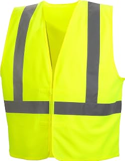 Pyramex Safety Hi-Vis Safety Vest with Reflective Tape, Hi-Vis Lime, 2X-Large