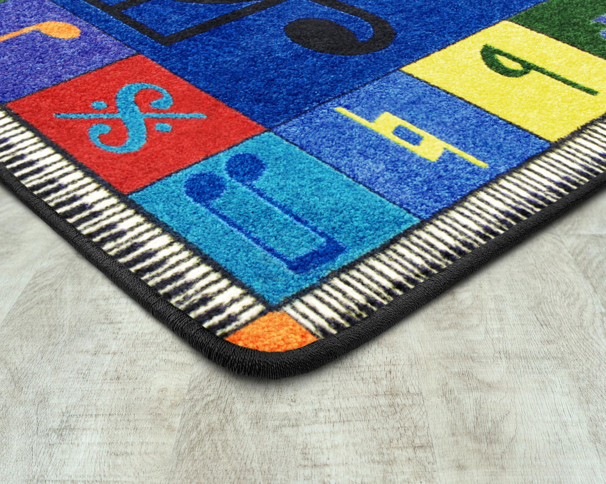 Note Worthy Elementary Rug by Joy Carpets – 10'9" x 13'2" (Rectangular), Nylon, Multi Color, Model 1462G-01