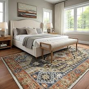 Oriental Weavers Gemma GEM03 Area Rug - 7'10" x 10' - in Rust/Blue - Traditional, Bohemian - for Living Room, Family Room, Dining Room, Bedroom