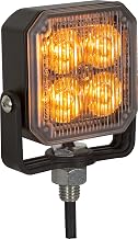 Buyers Products 8891800 Post-Mounted 3 Inch Amber LED Strobe Light with 19 Flash Patterns, IP67 Rated Aluminum Housing, SAE J595 Class 1, Light Accessory for Work and Utility Vehicles