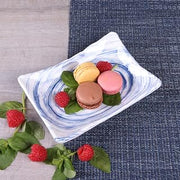 Elite Global Solutions D7525RC-ND Rectangular Plate, 7 1/8" x 5 1/4" x 1 3/8" h., Melamine, Navy Design (Pack of 6)