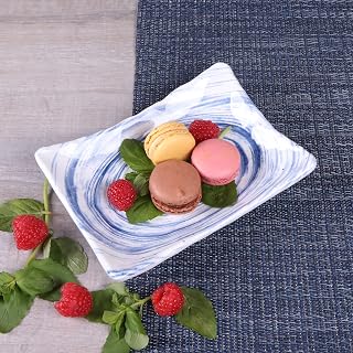 Elite Global Solutions D7525RC-ND Rectangular Plate, 7 1/8" x 5 1/4" x 1 3/8" h., Melamine, Navy Design (Pack of 6)