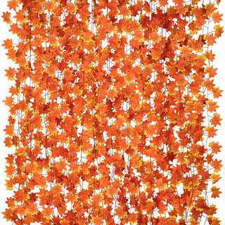 CQURE Fall Leaf Garland, 98 Ft Total, Orange Maple Leaves