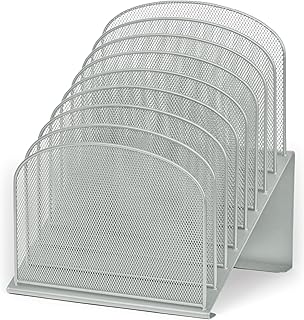 Safco Onyx 8-Tiered Desk Organizer, Vertical File Organizer for Home, Office, Classroom & More, Steel Mesh Construction, Silver
