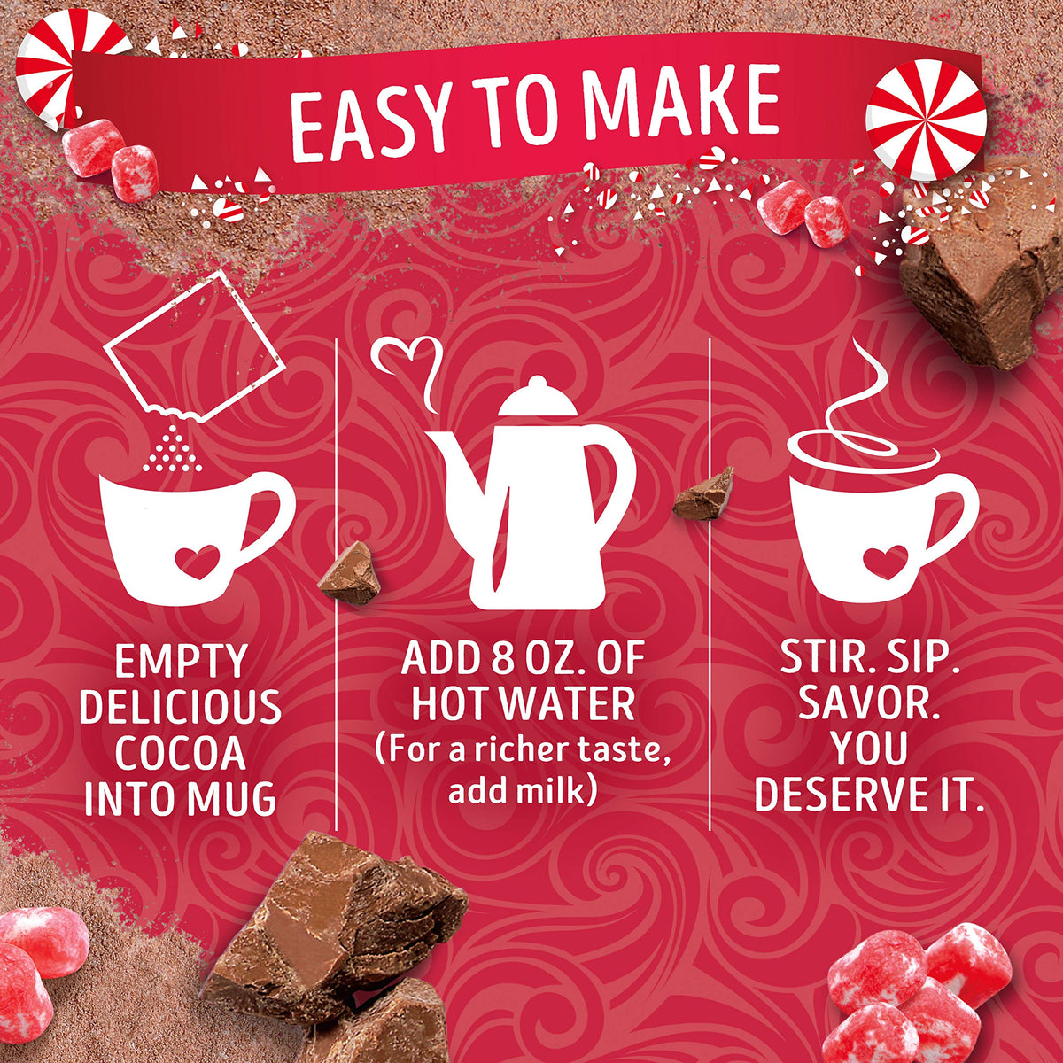 Peppermint Flavored Hot Cocoa Mix by Swiss Miss – 8.28 Ounce (Pack of 1), Brown