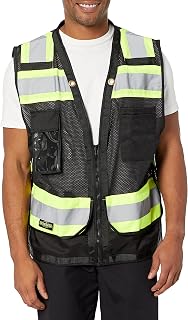 Radians Type O Class 1 Heavy Duty Surveyor Safety Vest with Zipper, Black, 2X