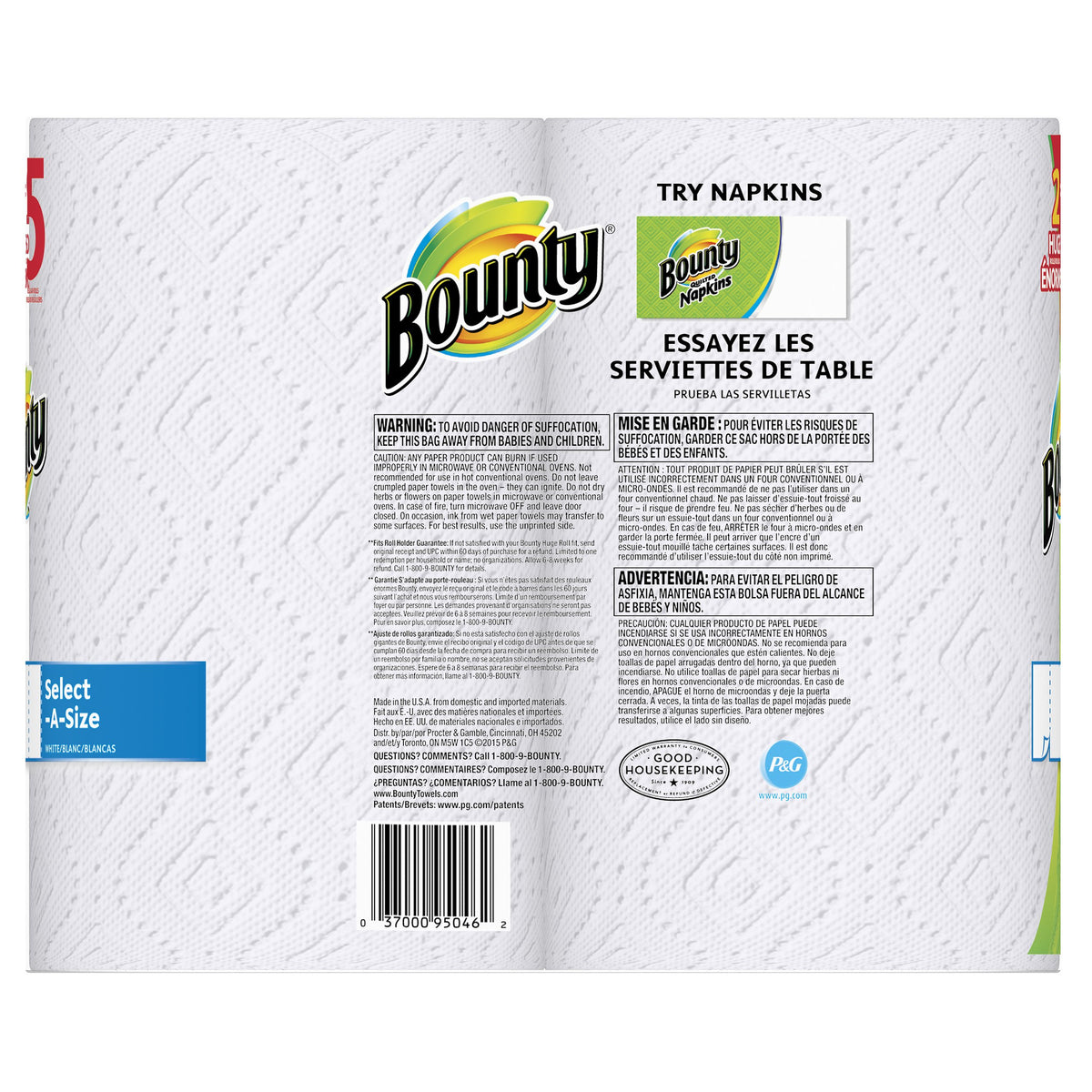 Select-A-Size Paper Towels by Bounty – 2 Count (Pack of 1), Paper, White, Pack of 2, Model 37000950462