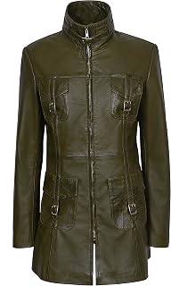 'Mistress' Ladies TAN Olive Gothic Style Fitted Real Lambskin Leather Jacket Coat