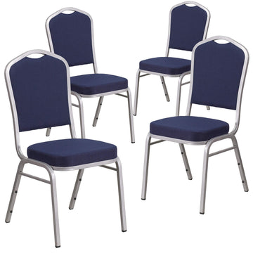 Hercules Crown Back Stackable Banquet Chair by Flash Furniture – Set of 4, Terylene, Oriented Strand Board, Plastic, Foam, Metal, Fabric, Model 4-FD-C01-S-2-GG
