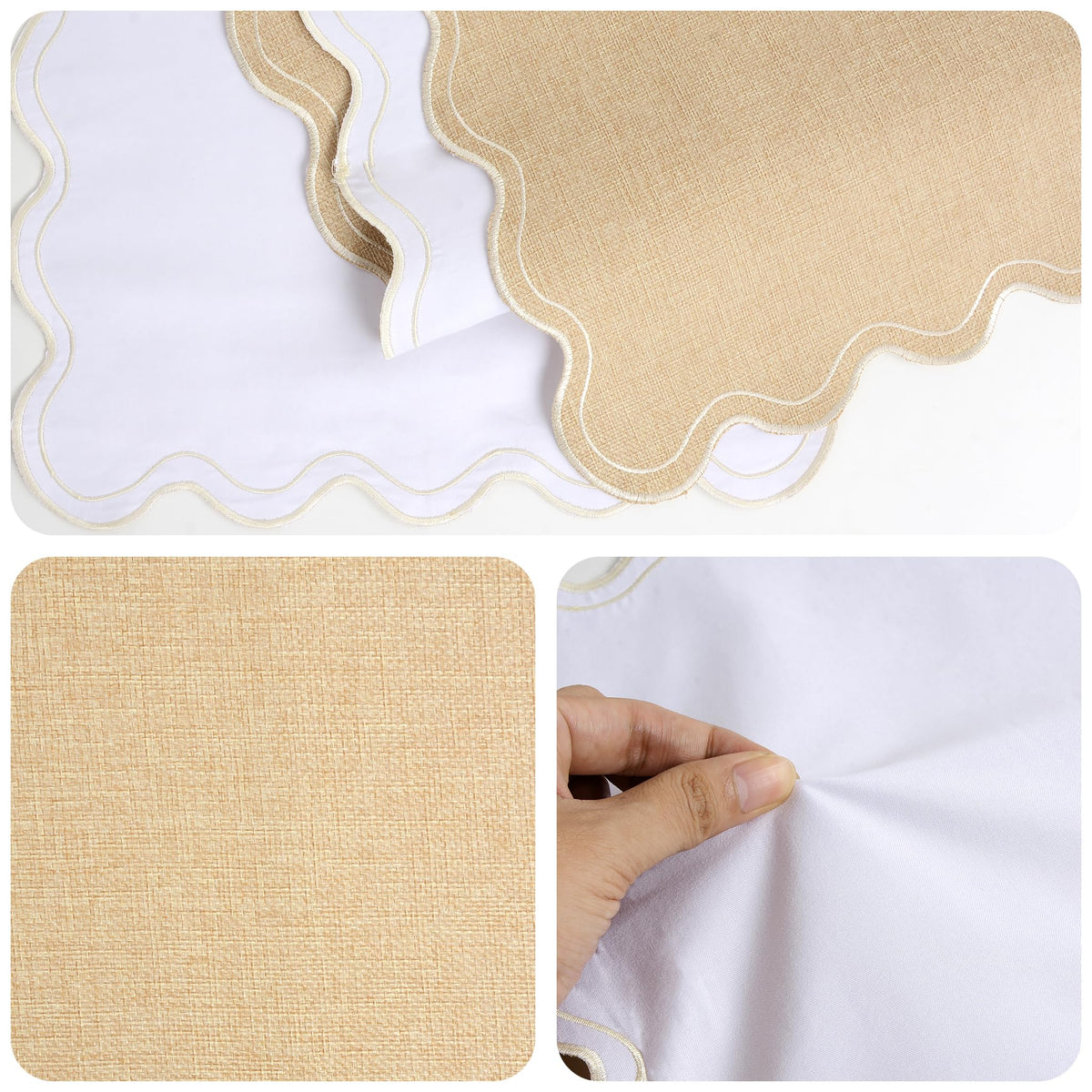 Yuboo Burlap Table Runner, Scalloped Edge, 14 x 70 Inch, Burlap