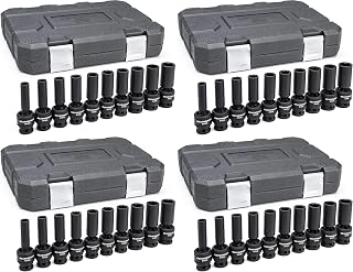 GEARWRENCH 10 Pc. 1/2" Drive 6 Pt. Deep Universal Impact Socket Set, Metric - 84945N (Pack of 4)