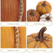 Valery Madelyn Resin Pumpkin Set, 3.5 Inch, White Brown