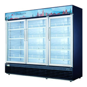 Commercial Glass Swing 3-Door Merchandiser Refrigerator by Dukers – (W x D x H): 78″ x 31 7/8″ x 79 1/2″, 69.4 cubic_feet, Metal, Black/Clear, Model DSM-69R