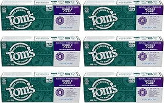 Tom's of Maine, Whole Care Fluoride Gel , Peppermint, 4 Ounce (Pack of 6)
