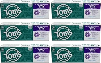 Tom's of Maine, Whole Care Fluoride Gel , Peppermint, 4 Ounce (Pack of 6)