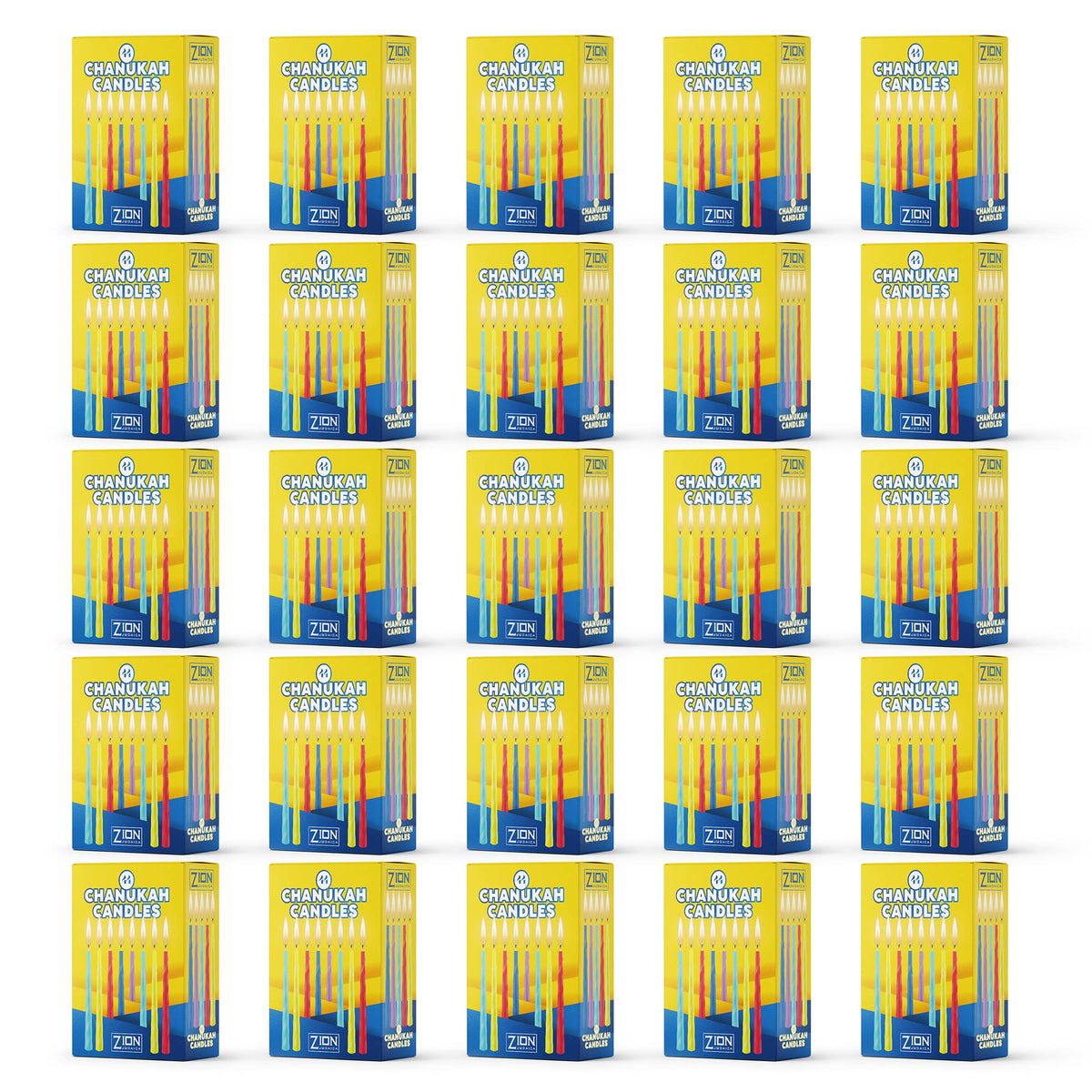 Zion Judaica Spiral Hanukkah Candles, Multicolor, 44-Count Box