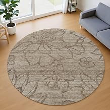 Addison Rugs Chantille ACN2789 Beige 8' x 8' Indoor/Outdoor, Machine Washable, Easy Clean, Non Shedding, Bedroom, Living Room, Dining Room, Kitchen, Patio Round Rug