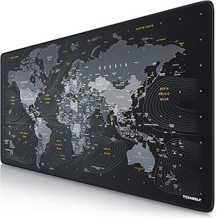 CSL - XXL Gaming Mouse Pad - Planisphere Design - 35 x 16 inches - Extra Large Office Mouse mat - Finely Woven Fabric, Non-Slip Rubber Base - Improved Precision and Speed - Washable Table mat