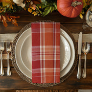Cotton Craft Harvest Plaid Cloth Napkins, 17 x 17 Inch, Rust Multi Set of 12