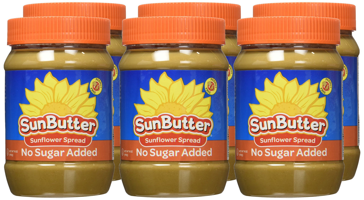 SunButter Creamy No Sugar Added / 16 Ounce (Pack of 6) / Brown Butter