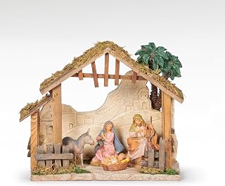 Fontanini by Roman 4-Pc Figure with Stable Nativity Set, Religious Christmas Decoration