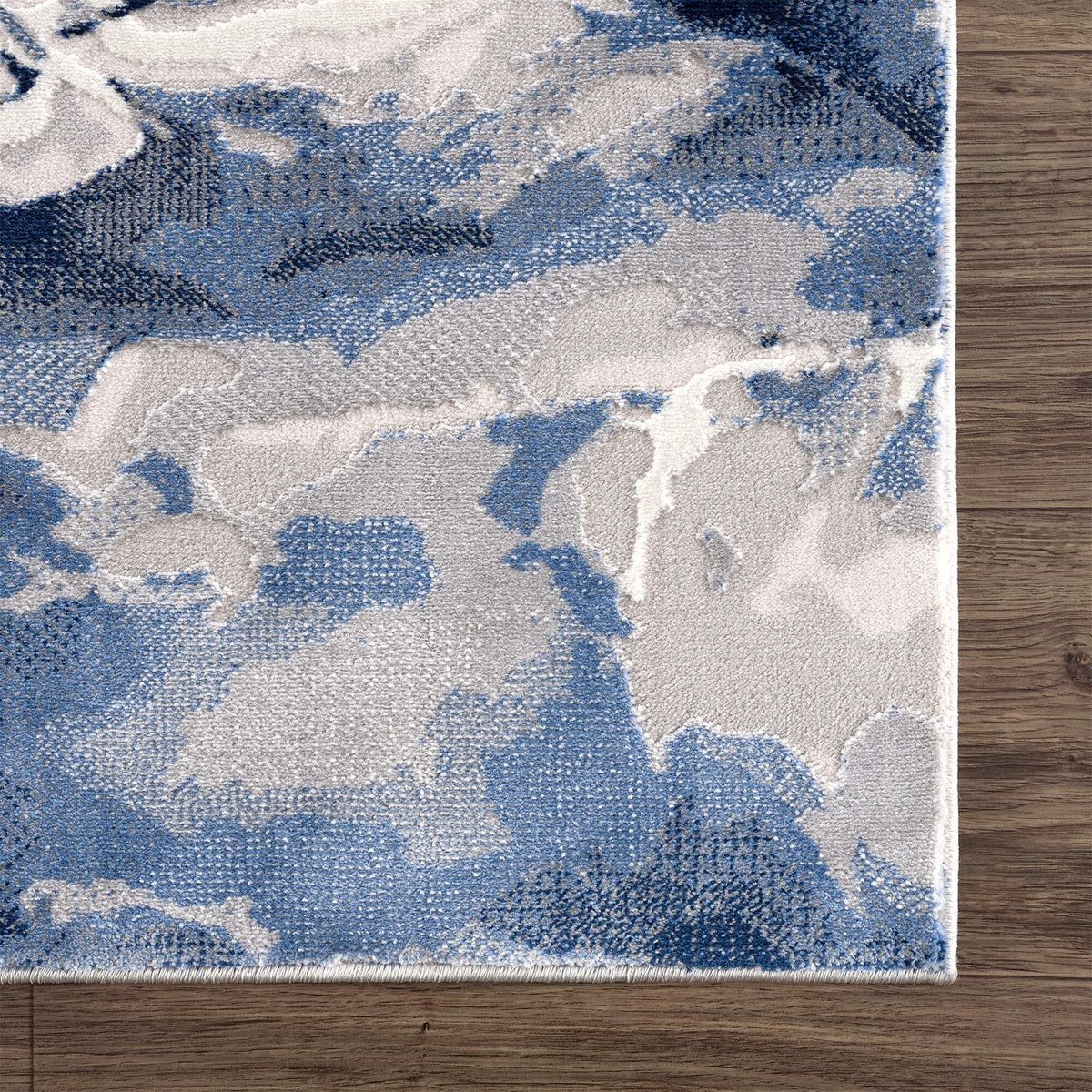 Rugs Contemporary Blue & Grey Marble Ice Design Washable 7'9" x 10'2" (8'x10') Area Rug - Modern Swirl Watercolor Bedroom Rug by Abani – 8' x 10' (Rectangular), Model REG110A-8
