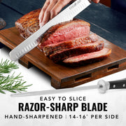 Cutluxe Carving Knife Set, 12 Inch Brisket Slicer With 10 Inch Honing Rod, Brown