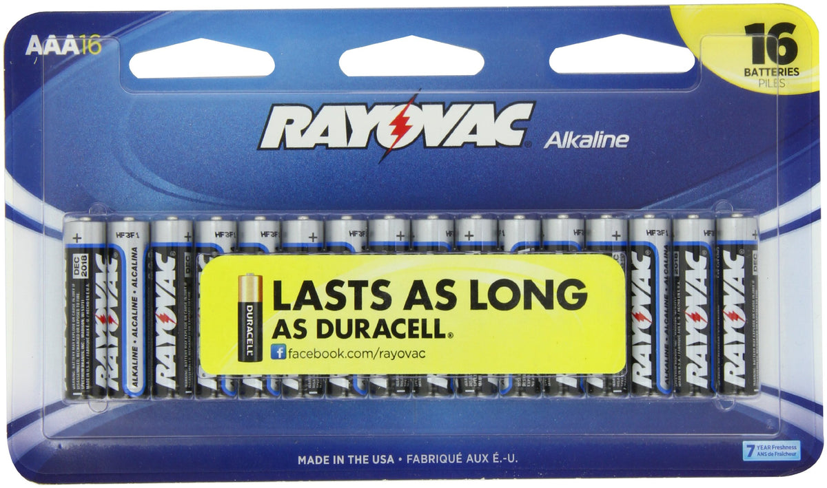 Alkaline AAA Batteries by Rayovac – Model 824-16SCF2