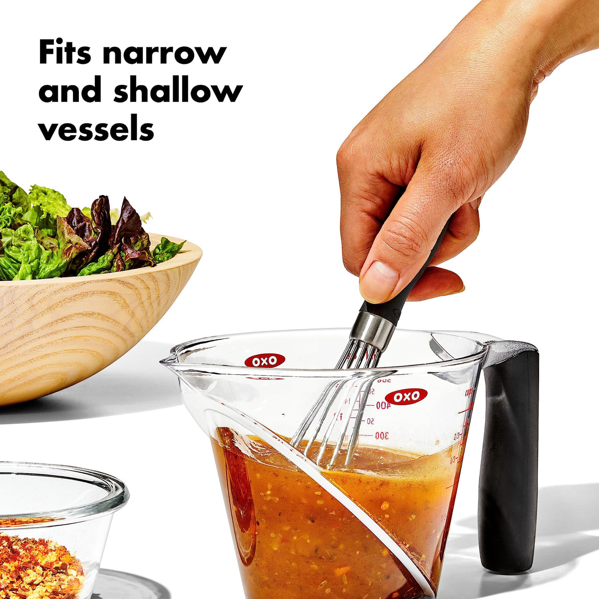 Good Grips Mini Whisk by OXO – 7.25-Inch, Stainless Steel, Black, Model 11362100