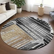 Addison Rugs Chantille ACN2653 Black 8' x 8' Indoor/Outdoor, Machine Washable, Easy Clean, Non Shedding, Bedroom, Living Room, Dining Room, Kitchen, Patio Round Rug